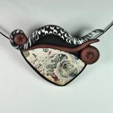 N11-52 polymer clay pendant necklace mokume gane jacobs ladder
