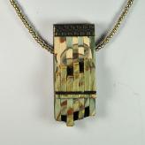 handmade polymer clay jewelry, bargello pendant necklace