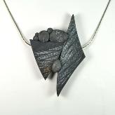 faux slate stone rockhandmade polymer clay pendant necklace
