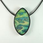 Jan Geisen polymer clay jewelry, pendant necklace N10-14