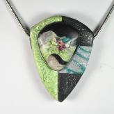 Jan Geisen handmade polymer clay pendant necklace N10-31