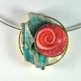 Jan Geisen polymer clay jewelry, choker pendant necklace N10-16