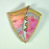 Jan Geisen handmade polymer clay jewelry brooch B10-04